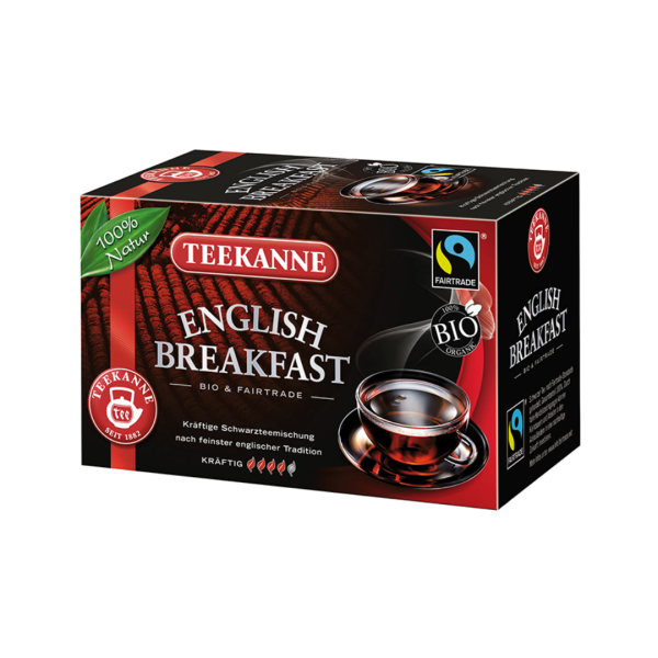 Teekanne Fairtrade English Breakfast, Bio-Schwarztee-Mischung, 20 Teebeutel im Kuvert